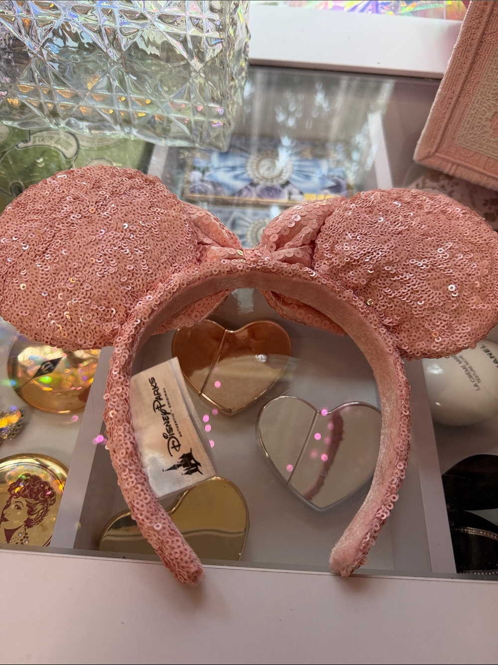 Sequin Bow Mouse Ear Headband - Pink - Picture 2 of 2